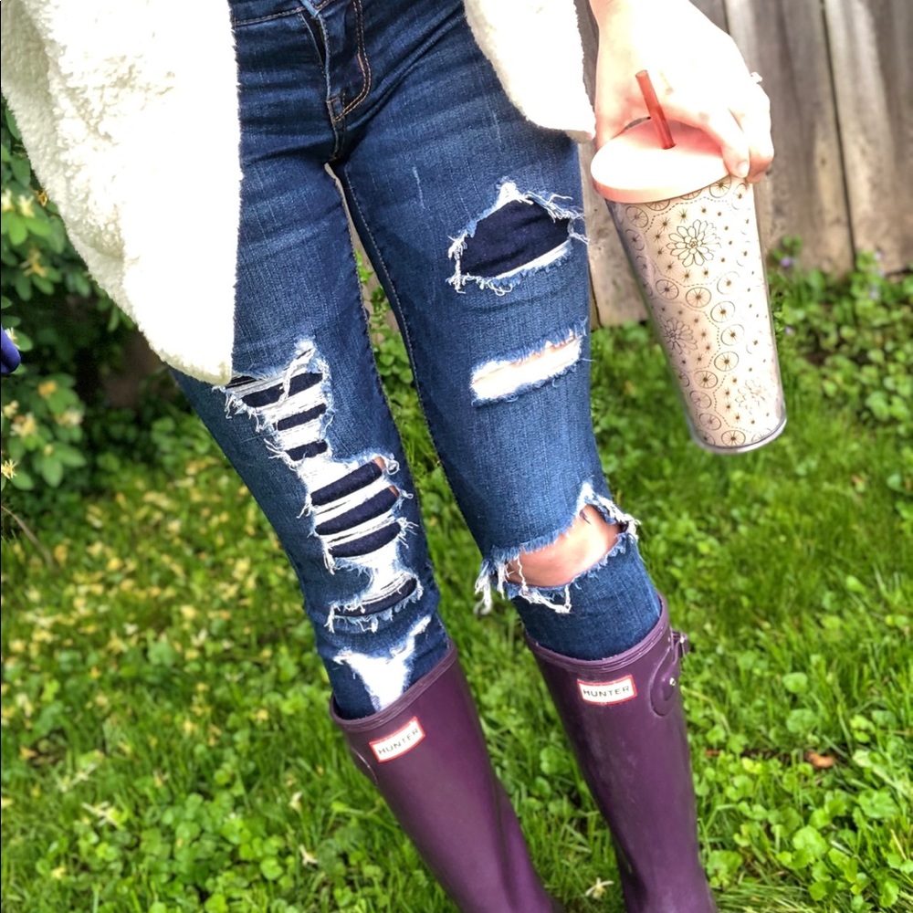 Mossimo Mid Rise Distressed Skinny Jeans